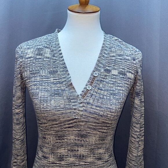 Sundance Blue Create Beauty Henley V neck ribbed thermal XS - Picture 3 of 8